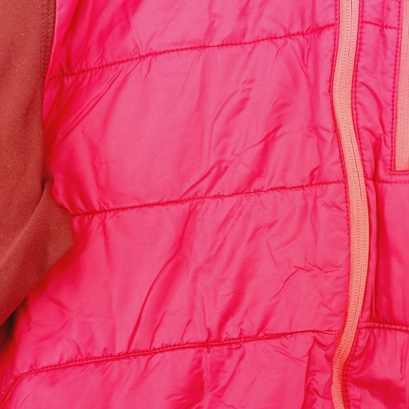 Eddie Bauer Two Tone Red Cozy Soft Fleece and Nylon Puffer Jacket P3685 - Picture 3 of 9